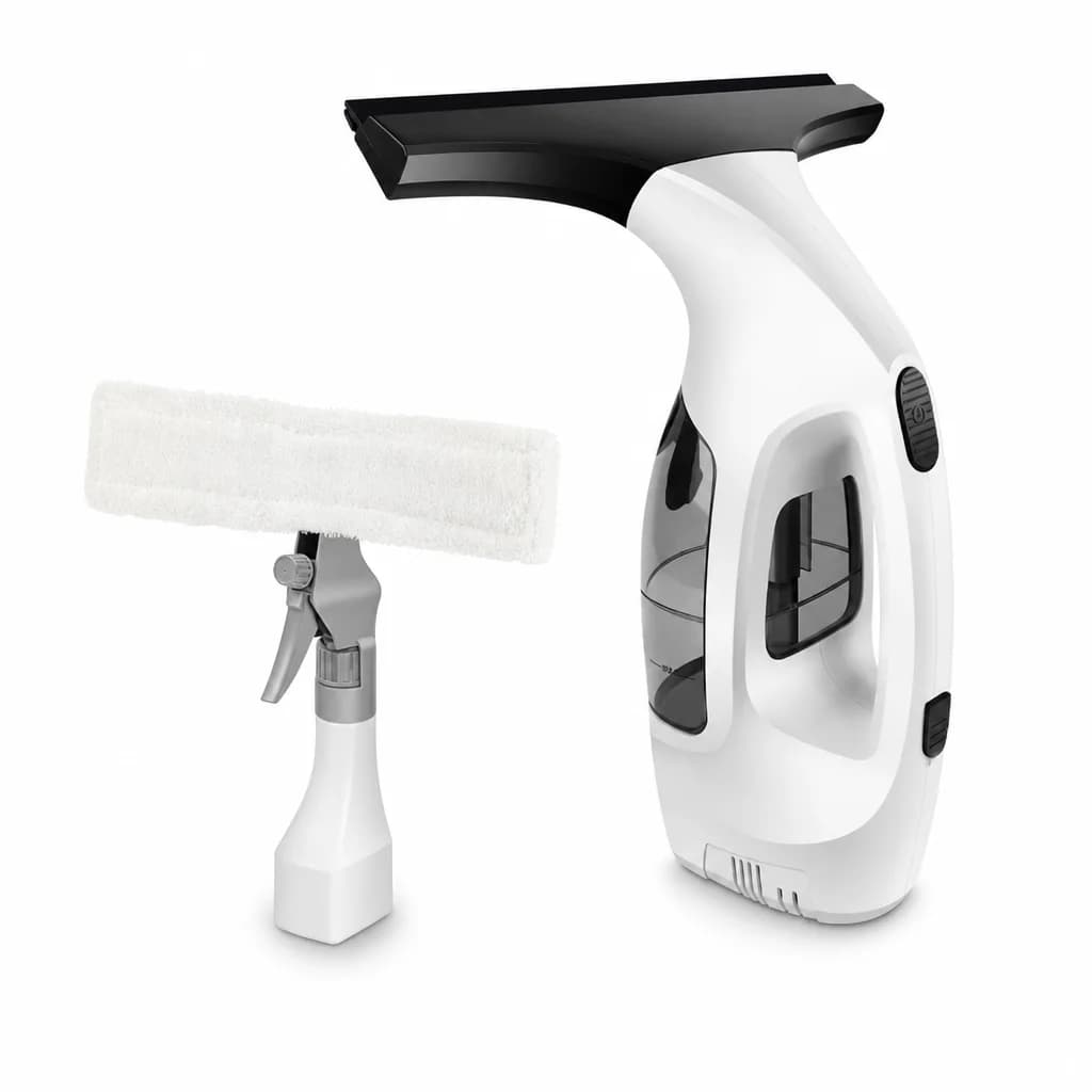 ClearGlide cordless window vacuum with spray bottle and microfibre pad
